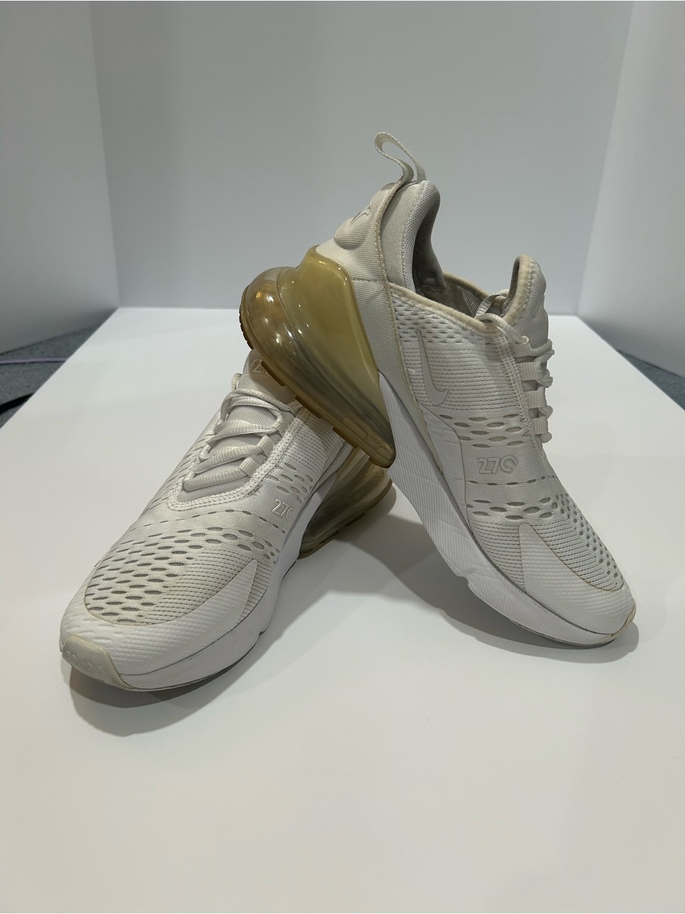 Nike Air Max 270 Sneakers - White with Amber Air Unit 6.5 Y, 8W